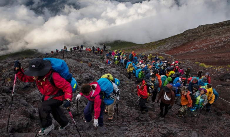 climbing Mt. Fuji